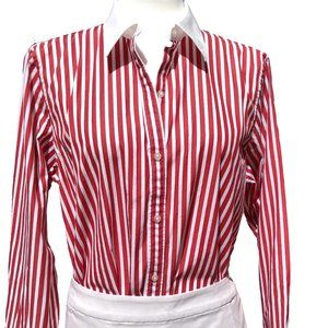 Lauren RL Red &White Stripe Dress Shirt Size L
